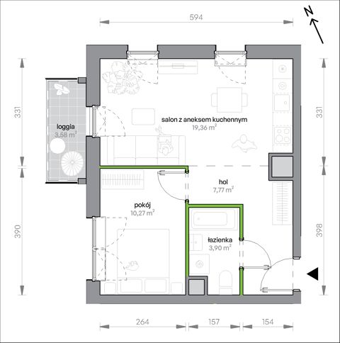 Plan 2 pok. 41m²