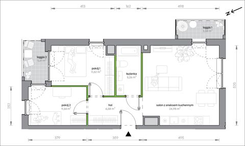 Plan 3 pok. 58m²