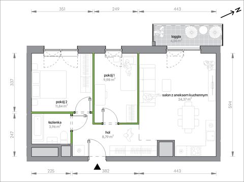 Plan 3 pok. 59m²