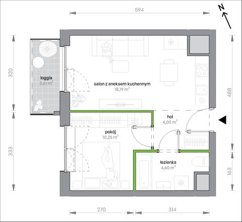 Plan 2 pok. 37m²