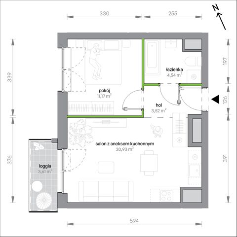 Plan 2 pok. 40m²