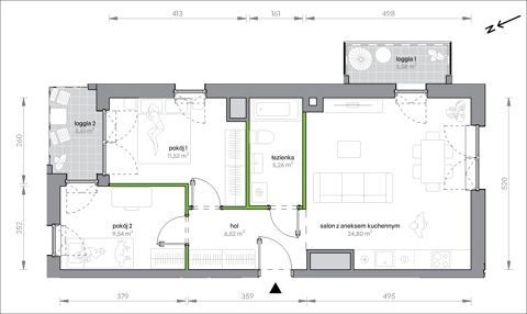 Plan 3 pok. 58m²