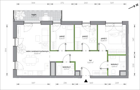 Plan 4 pok. 71m²
