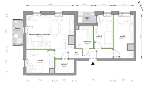 Plan 4 pok. 75m²