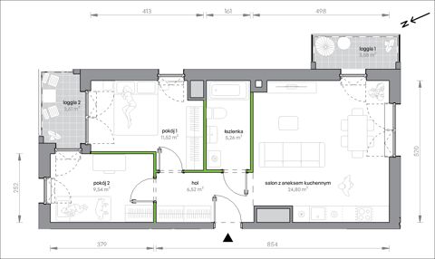 Plan 3 pok. 58m²
