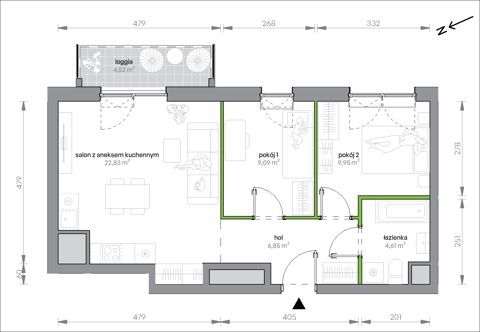 Plan 3 pok. 53m²
