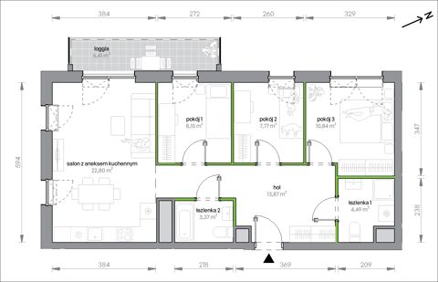 Plan 4 pok. 71m²