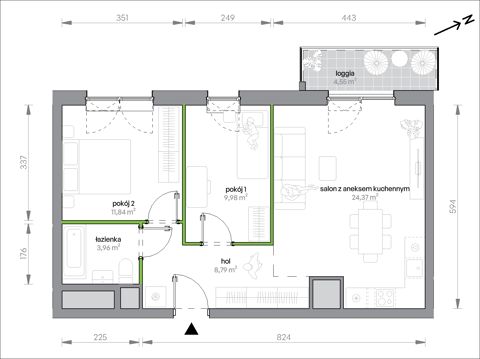 Plan 3 pok. 59m²