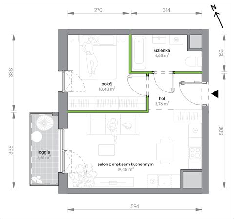 Plan 2 pok. 38m²