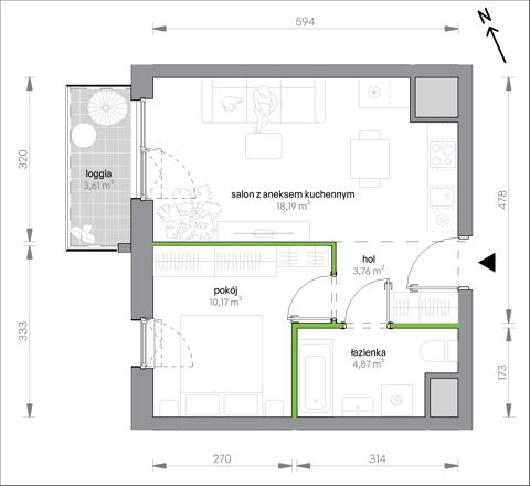 Plan 2 pok. 37m²