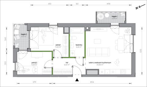 Plan 3 pok. 58m²