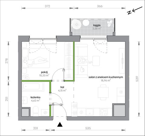 Plan 2 pok. 38m²