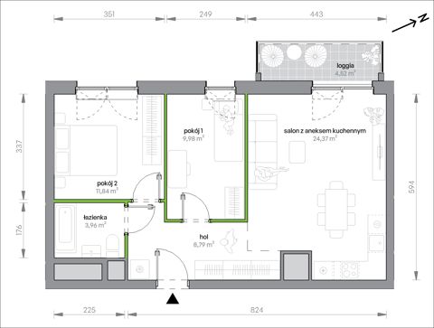 Plan 3 pok. 59m²