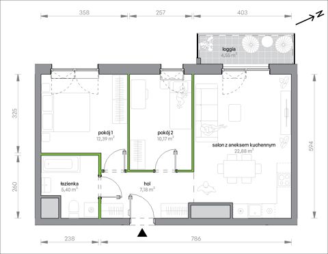 Plan 3 pok. 58m²