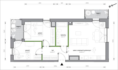 Plan 3 pok. 58m²