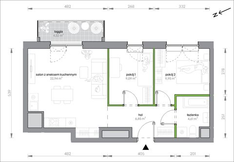 Plan 3 pok. 53m²