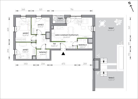 Plan 4 pok. 75m²