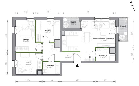 Plan 4 pok. 75m²