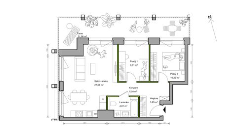 Plan 3 pok. 60m²