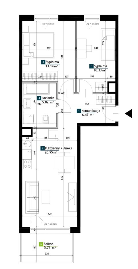 Plan 3 pok. 57m²