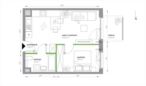 Plan 2 pok. 39m²