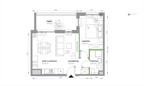 Plan 2 pok. 43m²