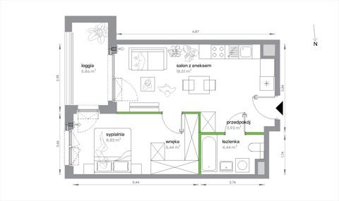 Plan 2 pok. 41m²