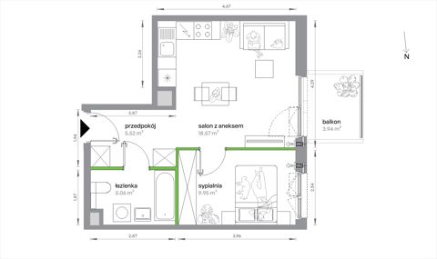 Plan 2 pok. 39m²