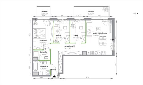 Plan 4 pok. 82m²