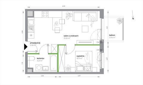 Plan 2 pok. 39m²
