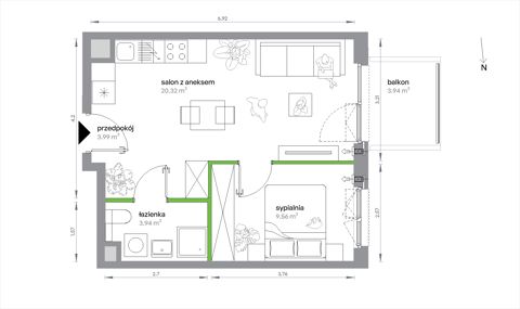 Plan 2 pok. 38m²