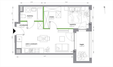 Plan 2 pok. 41m²