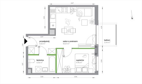 Plan 2 pok. 39m²