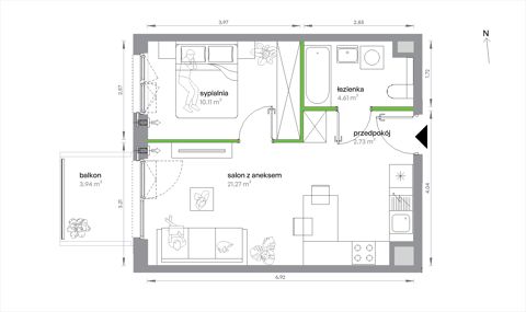 Plan 2 pok. 39m²