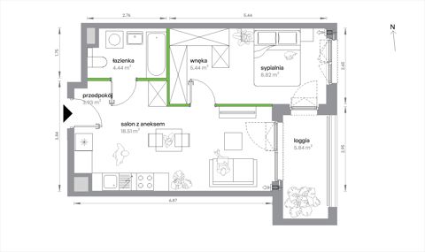 Plan 2 pok. 41m²