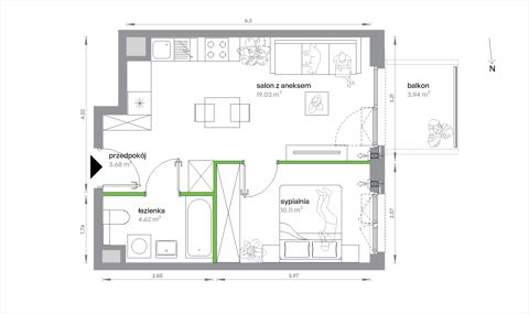 Plan 2 pok. 37m²