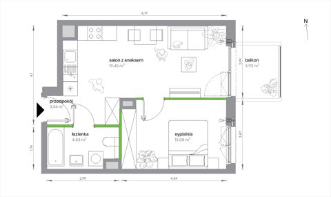 Plan 2 pok. 40m²