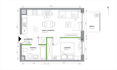 Plan 2 pok. 39m²