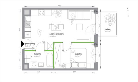 Plan 2 pok. 39m²