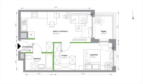 Plan 2 pok. 41m²