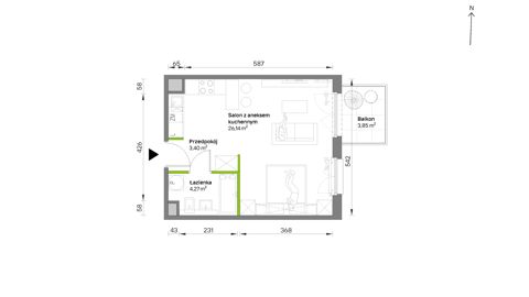 Plan 1 pok. 34m²