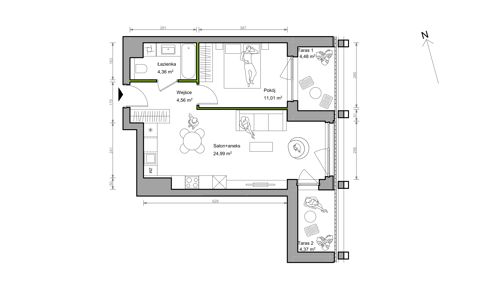 Plan 2 pok. 45m²