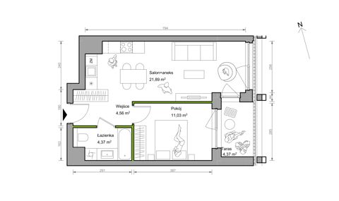 Plan 2 pok. 42m²