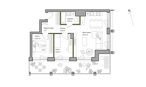 Plan 3 pok. 61m²