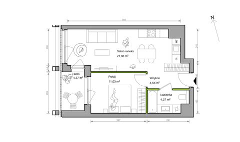 Plan 2 pok. 42m²