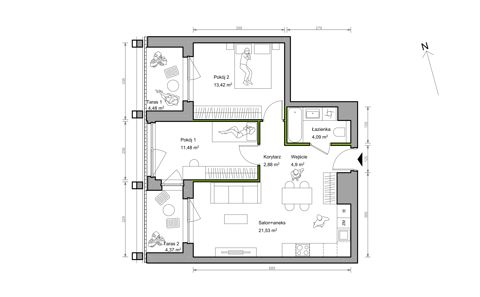 Plan 3 pok. 58m²