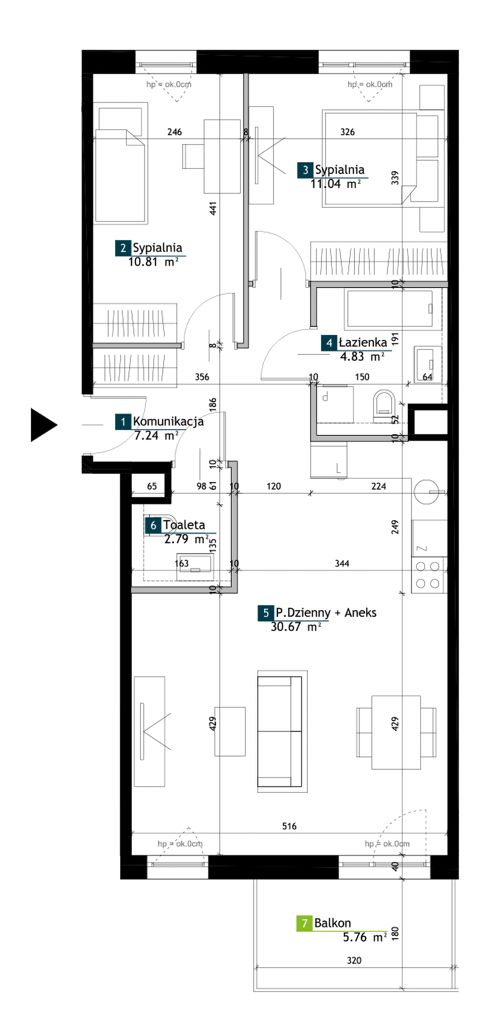 Plan 3 pok. 67m²