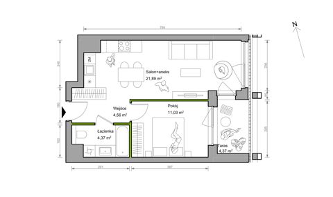 Plan 2 pok. 42m²