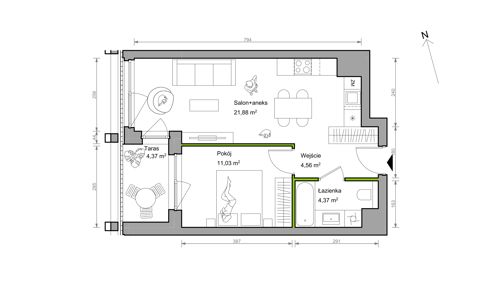 Plan 2 pok. 42m²