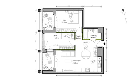 Plan 3 pok. 58m²